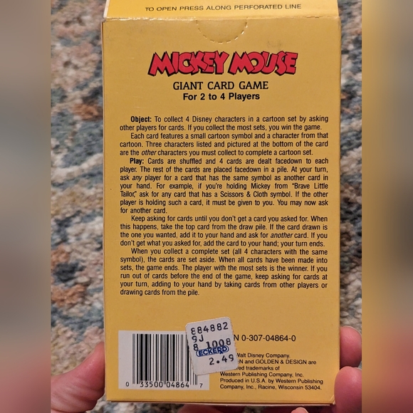 Disney Mickey mouse cartoon classics giant card game vintage unopened - Picture 3 of 3